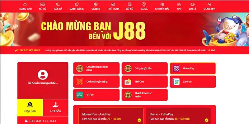 Quy trình nạp tiền an toàn vào ví J88